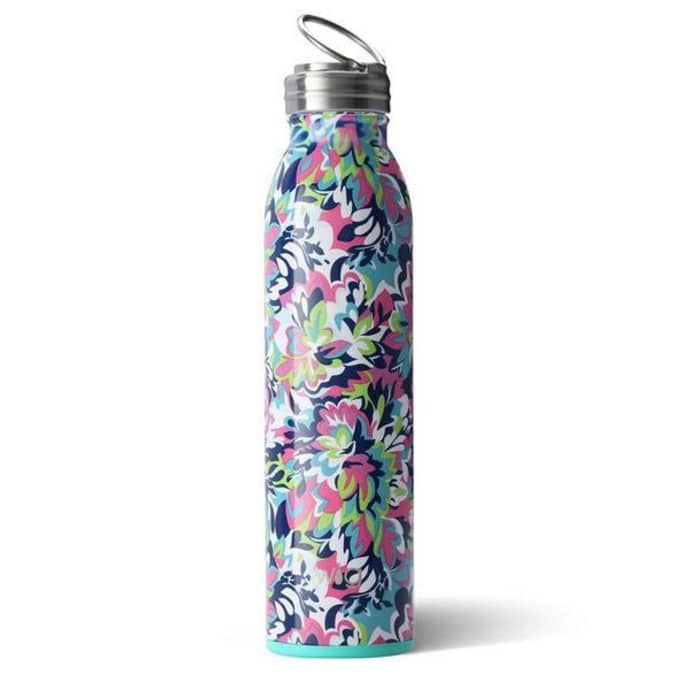 Frilly Lilly Floral Coloured 590ml Water Bottle By SWIG Vibrant Home
